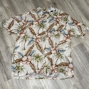 Campia Moda Men's Hawaiian Shirt Ecru with Floral Size XL‎
